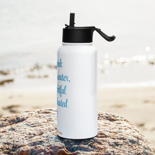 "Drink the fuckin' water" - 32oz Stainless Steel Water Bottle with straw lid - Image 4