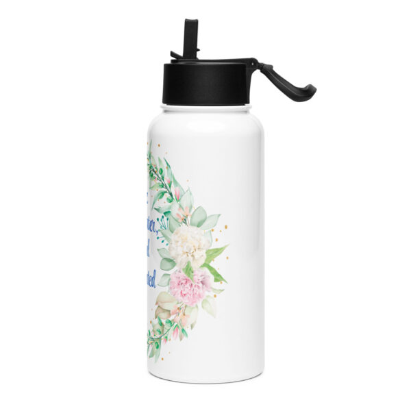 "Just drink the fuckin' water" - 32 oz Stainless Steel Water Bottle with straw lid (Floral) - Image 3