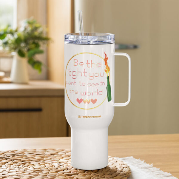 "Be the light." -  40 oz Insulated mug with a handle - Image 4