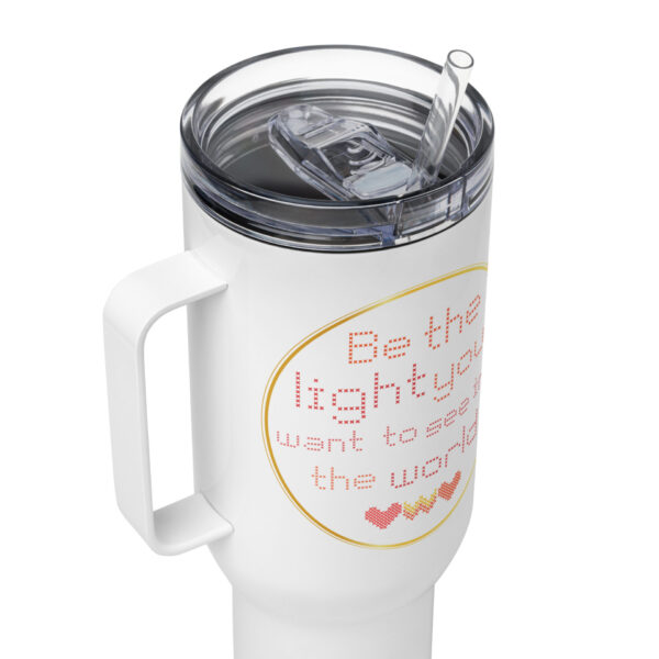 "Be the light." -  40 oz Insulated mug with a handle - Image 5