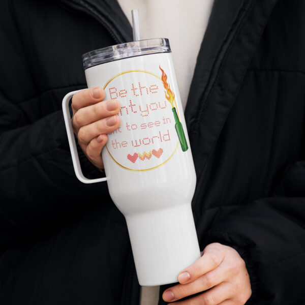 "Be the light." -  40 oz Insulated mug with a handle - Image 6