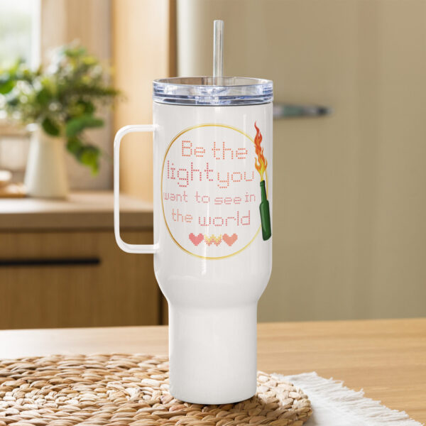 "Be the light." -  40 oz Insulated mug with a handle - Image 7