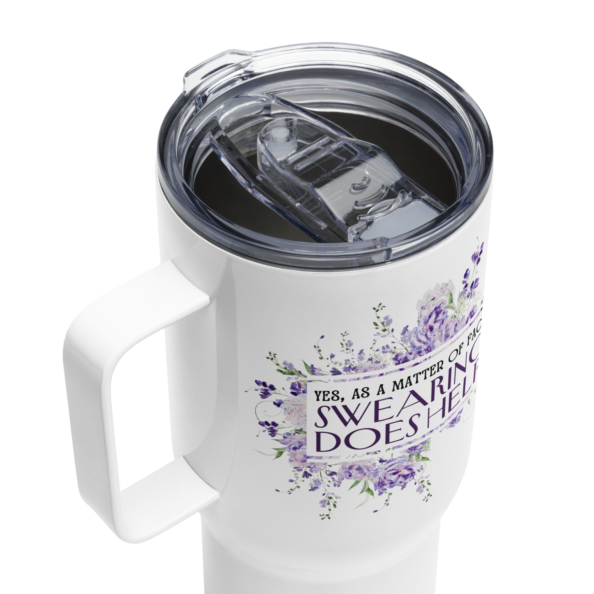 "Swearing Does Help" (25oz or 40oz) Travel Mug w Semi-Hidden Sweary Message - Image 22