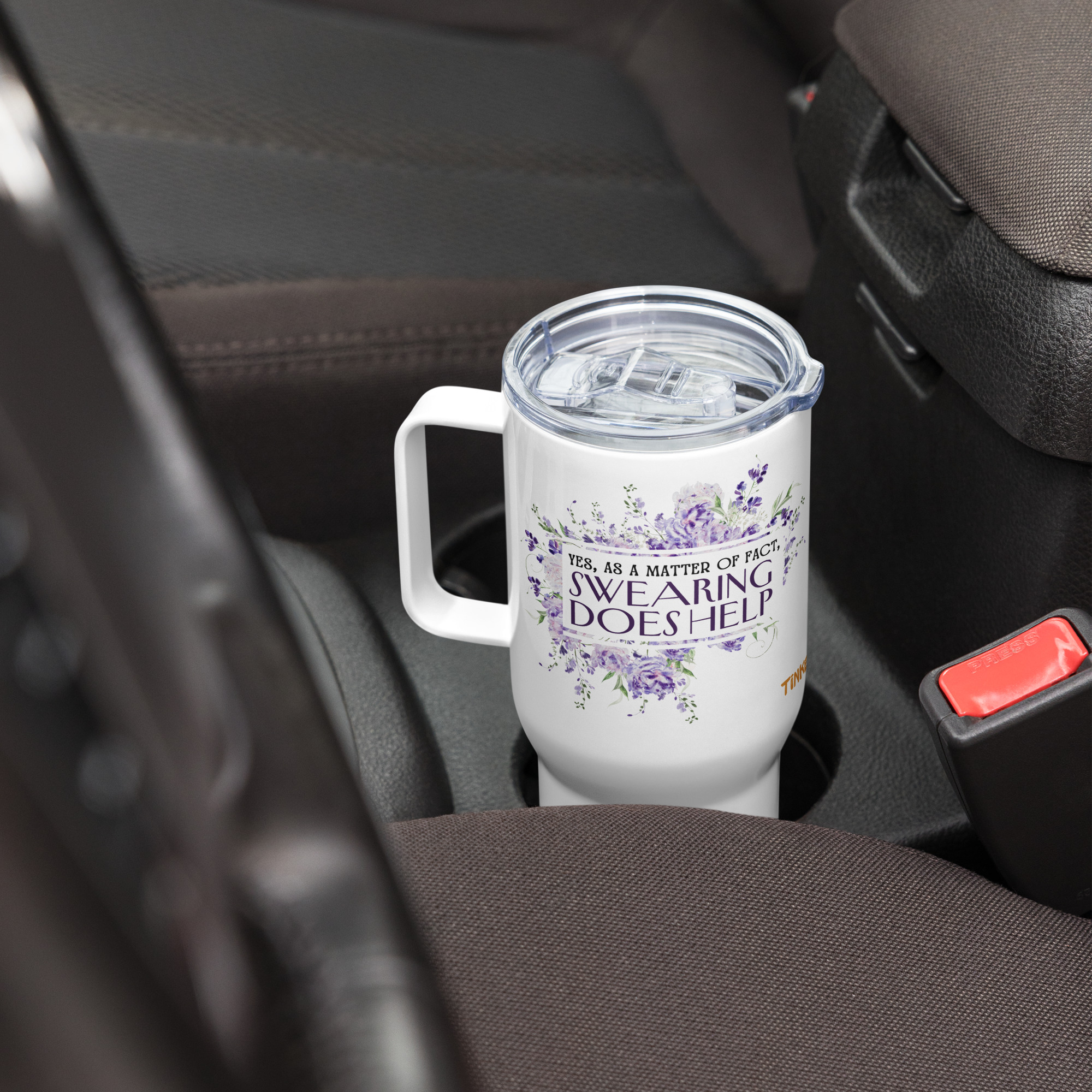 "Swearing Does Help" (25oz or 40oz) Travel Mug w Semi-Hidden Sweary Message - Image 19