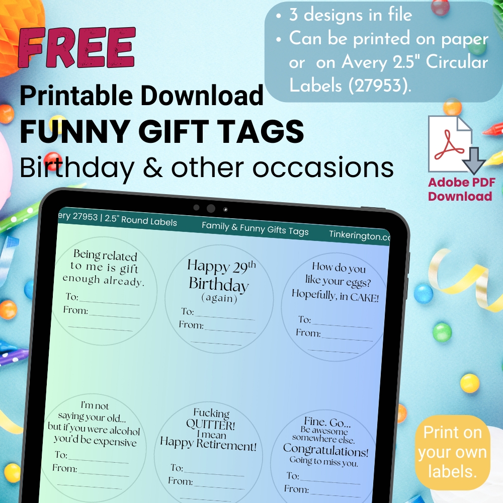 Birthday & Other Occasion Gift Tags Download