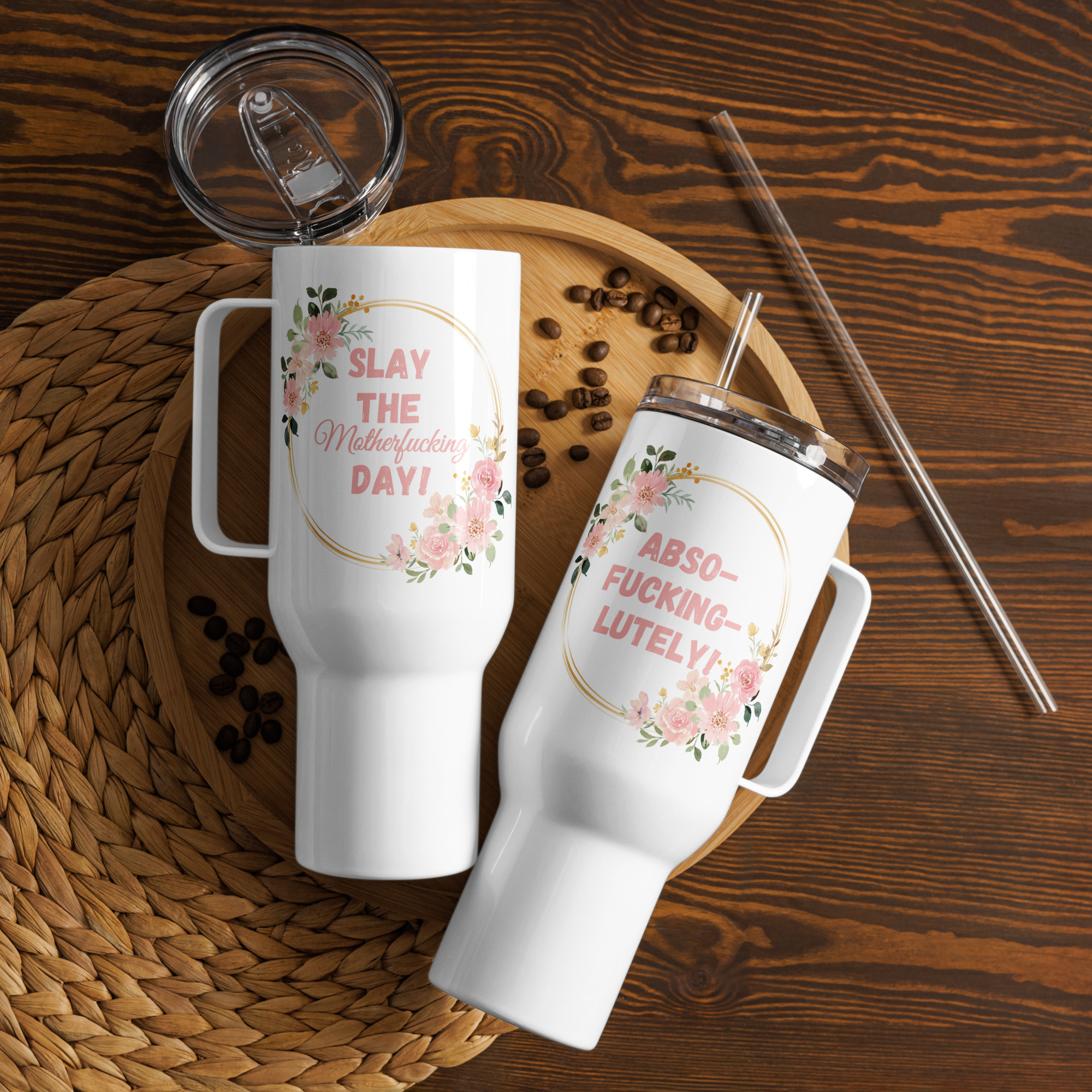 "Slay The Motherfucking Day" - 40 oz Insulated mug with a handle