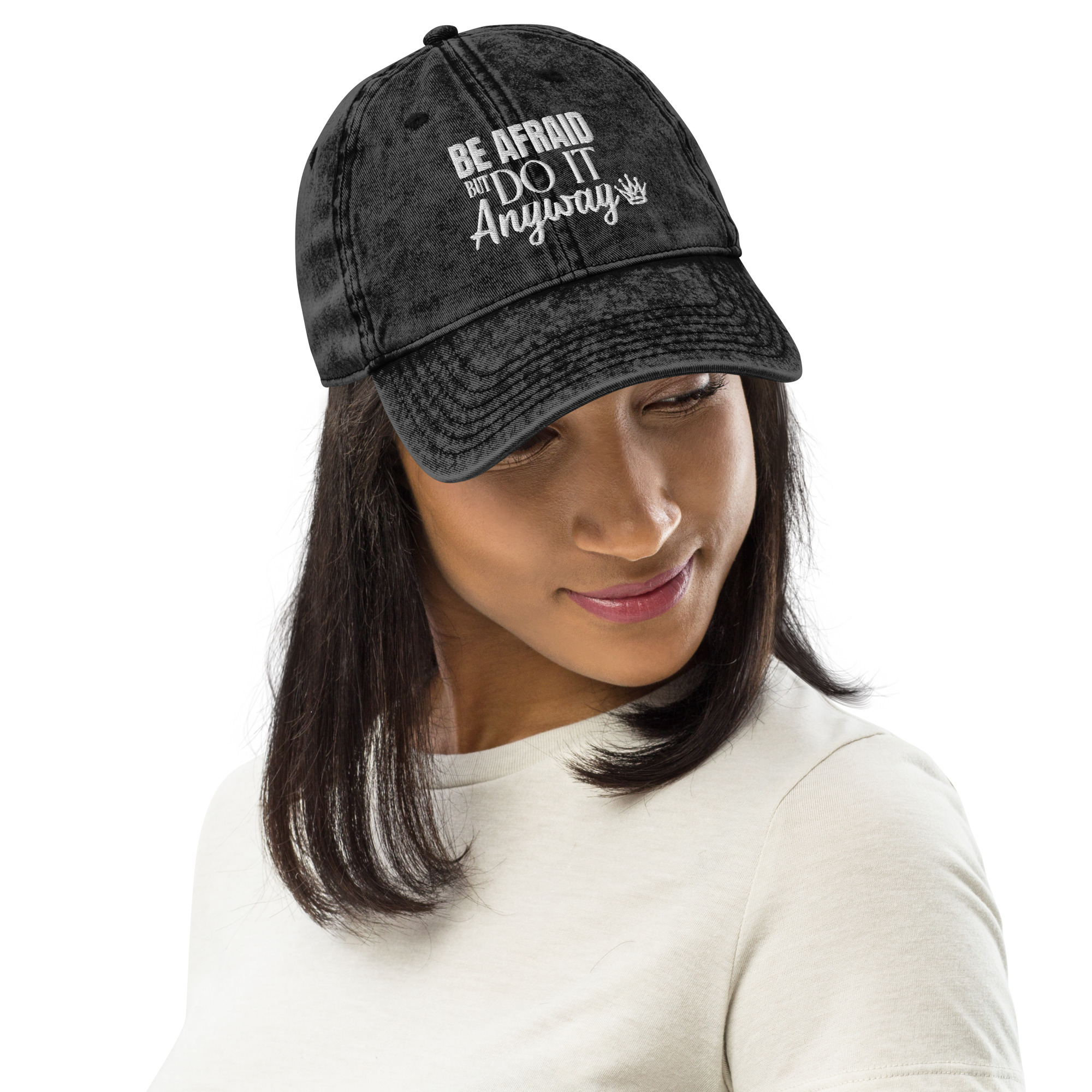 "Be Afraid But Do It Anyway." Vintage Cotton Twill Baseball Hat - Image 14